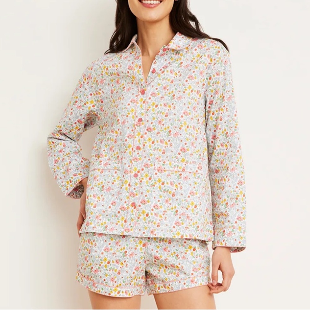 LAKE Pajamas | Poplin Piped Shorts Set in Elizabeth Floral